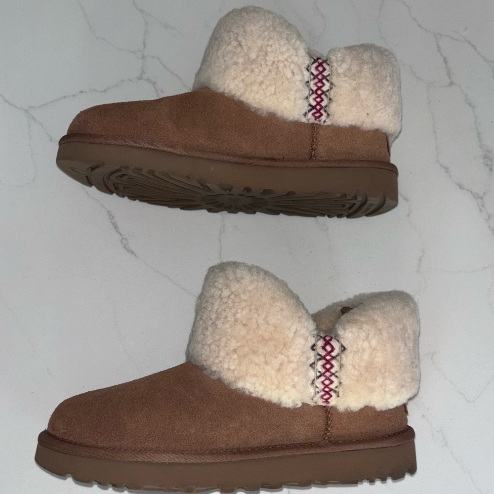 UGG Brown and Cream Sheepskin Boots